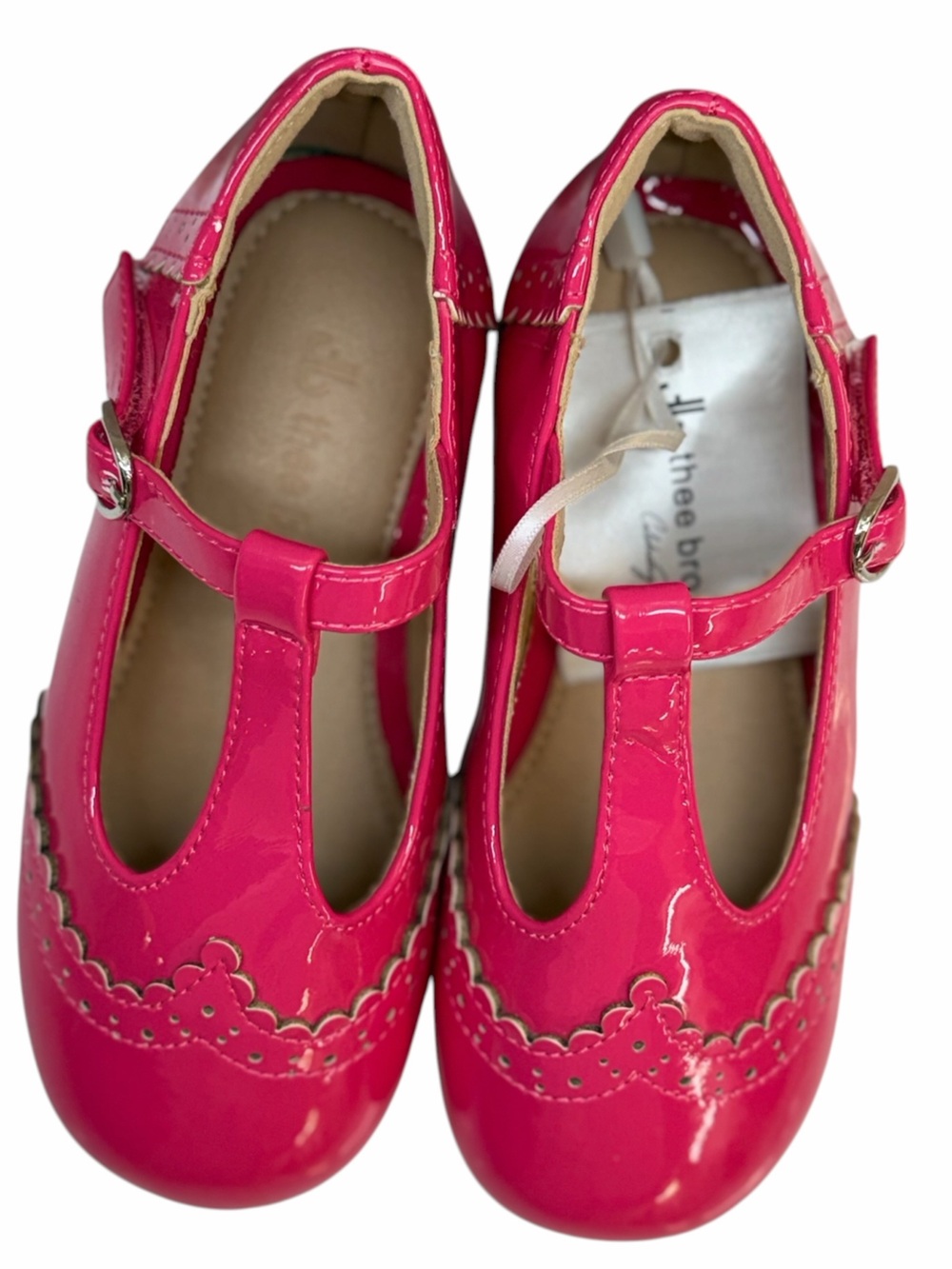 THEE BRON Pink Patent T-Strap Mary Jane Oxford Flats Girls Size 8 NWT